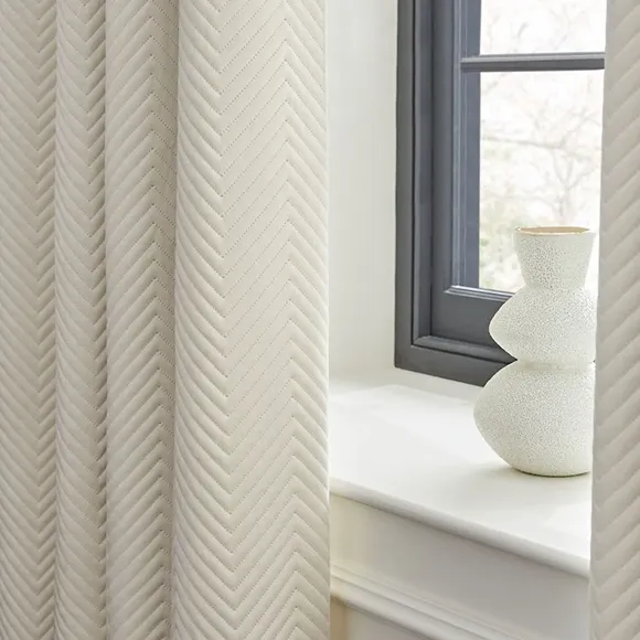 Natural Cream Velvet Blackout Thermal Eyelet Curtains 2