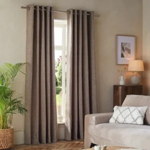 Natural Mink Heavyweight Chenille Blackout Thermal Eyelet Curtains