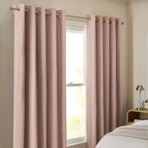 Pink Blush Blackout Thermal Cotton Eyelet Curtains